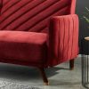 Sofa Cama Clic-Clac E Dobravel | Vente-unique Sofa Cama De 3 Lugares Convertivel Em Cama Em Veludo Vermelho - Joris