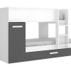 Beliche | Vente-unique Beliche Com Gaveta Cama Dupla E Com Espacos De Arrumacao 3X90X190 Cm Cor Antracite E Branco - Anthony