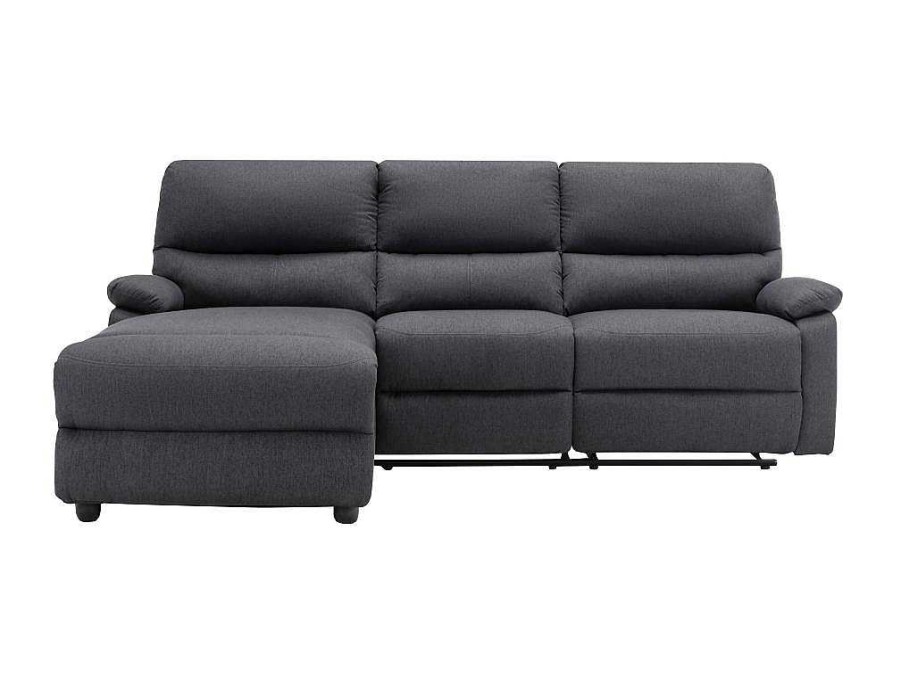 Sofa De Relaxamento Eletrico | Vente-unique Sofa De Canto Articulado Eletrico Em Tecido Cor Antracite De Canto Esquerdo - Lunano