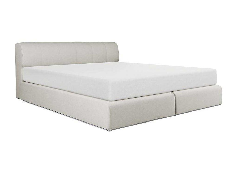 Cama Boxspring, Cama Continental | Ysmée Conjunto Completo Boxspring Cabeceira De Cama + Sommier Com Leds + Colchao 180X200 Cm Tecido Cinza - Otaru De Ysmee