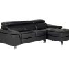 Sofa Em Pele | Vente-unique Sofa De Canto Em Pele Preto - Canto Direito - Mishima