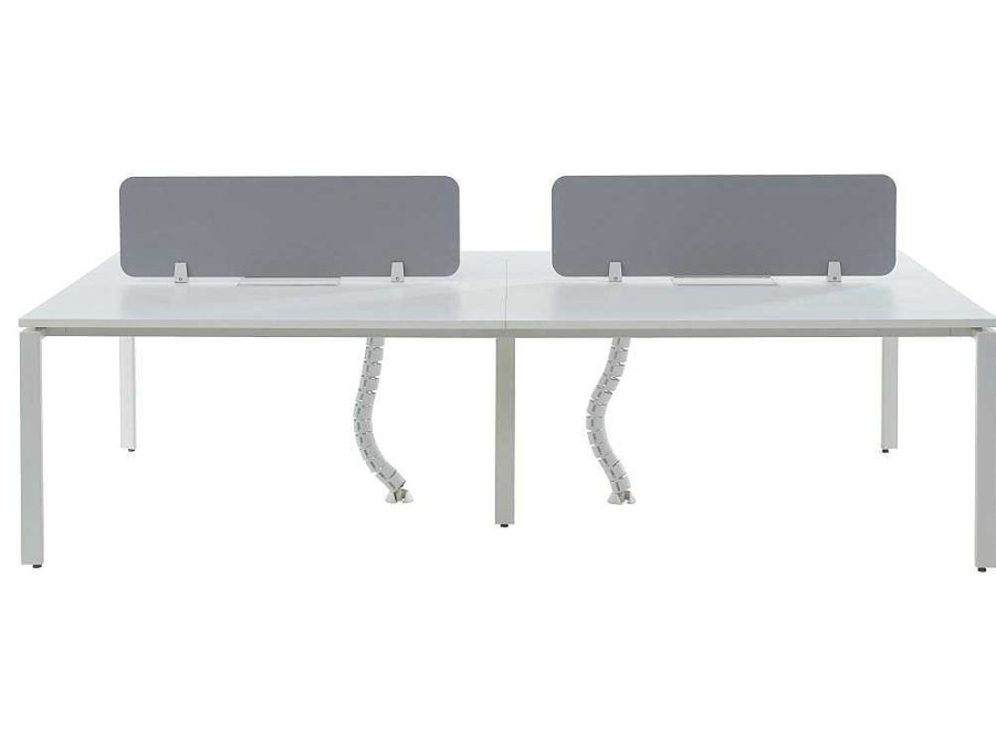 Mobiliario De Escritorio | Workēa Mesa De Escritorio 4 Pessoas Branco C140 Cm, Com Separador - Downtown