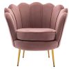 Conjunto Sofa E Poltrona | Vente-unique Sofa De 2 Lugares E Poltrona Forma De Concha Veludo Cor-De-Rosa - Dandelion