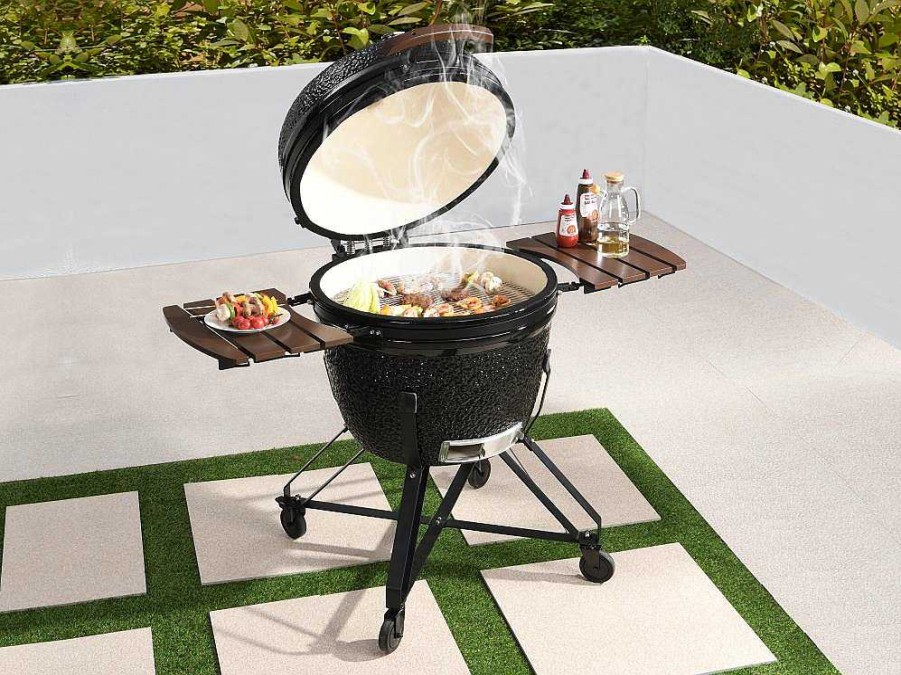 Barbecue, Braseiro De Jardim, Plancha | Vente-unique Barbecue Kamado A Carvao Em Ceramica E Bambu 67 X 85 X 120 Cm - Ayumi