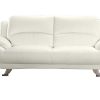 Sofa Em Pele Sintetica | Vente-unique Sofa De 3 Lugares Em Pele Sintetica Branco - Musko