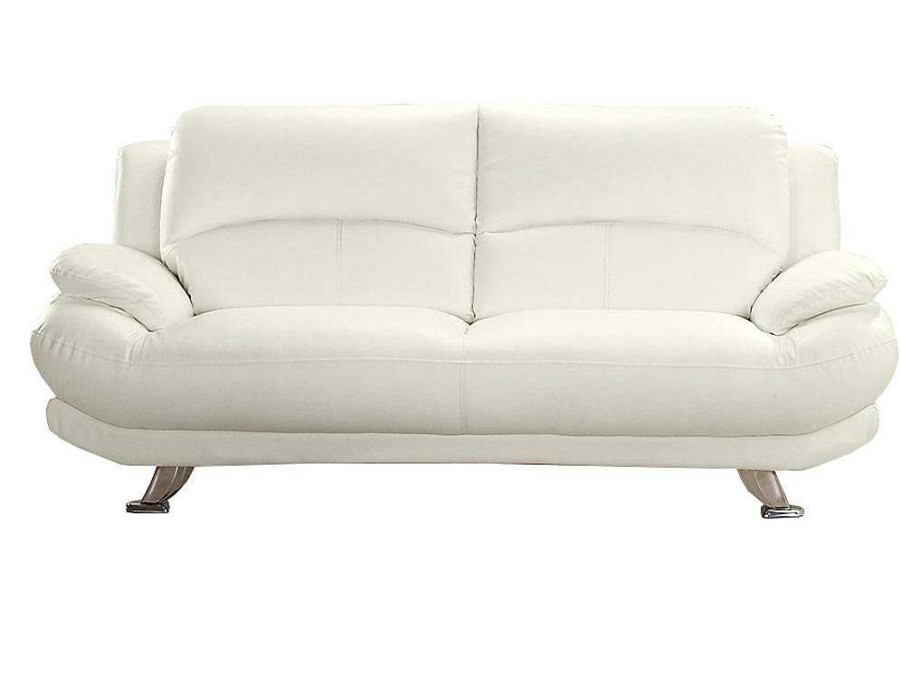 Sofa Em Pele Sintetica | Vente-unique Sofa De 3 Lugares Em Pele Sintetica Branco - Musko