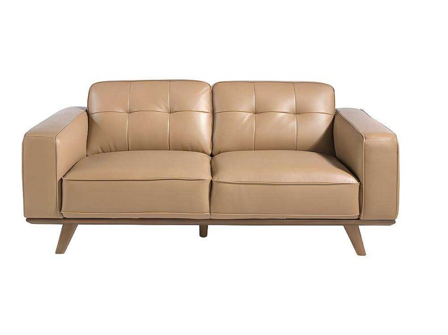 Sofa De 2 Lugares | Angel Cerda Sofa De 2 Assentos Estofado Em Couro De Vaca De Areia 6119