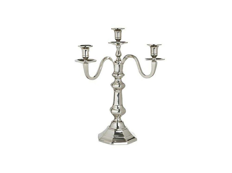 Casticais Decorativos E Velas | SIA Candelabro 3 Bracos Come Em Aluminio De A. 45 X C. 38 Cm Em Prateado - Sia