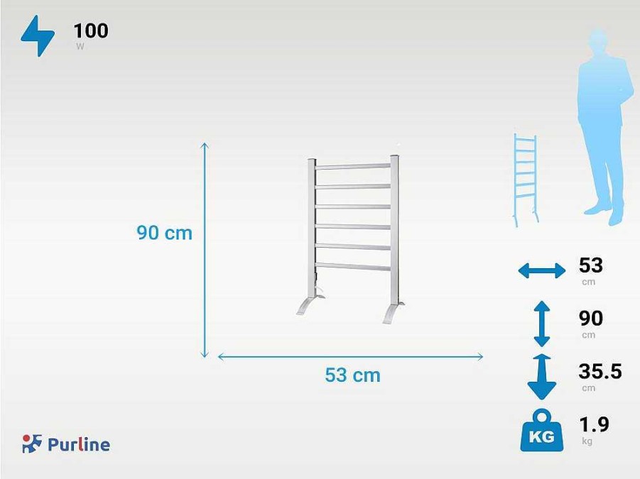 Promocoes Casa De Banho & Bem-Estar | Purline Toalheiro Eletrico De Aluminio De Chao