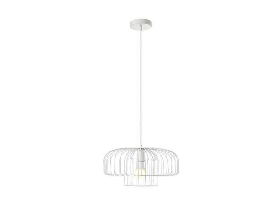 Candeeiro Suspenso | OZAIA Candeeiro Suspenso Filiforme Em Metal D40 X A130 Cm Branco - Andromaque