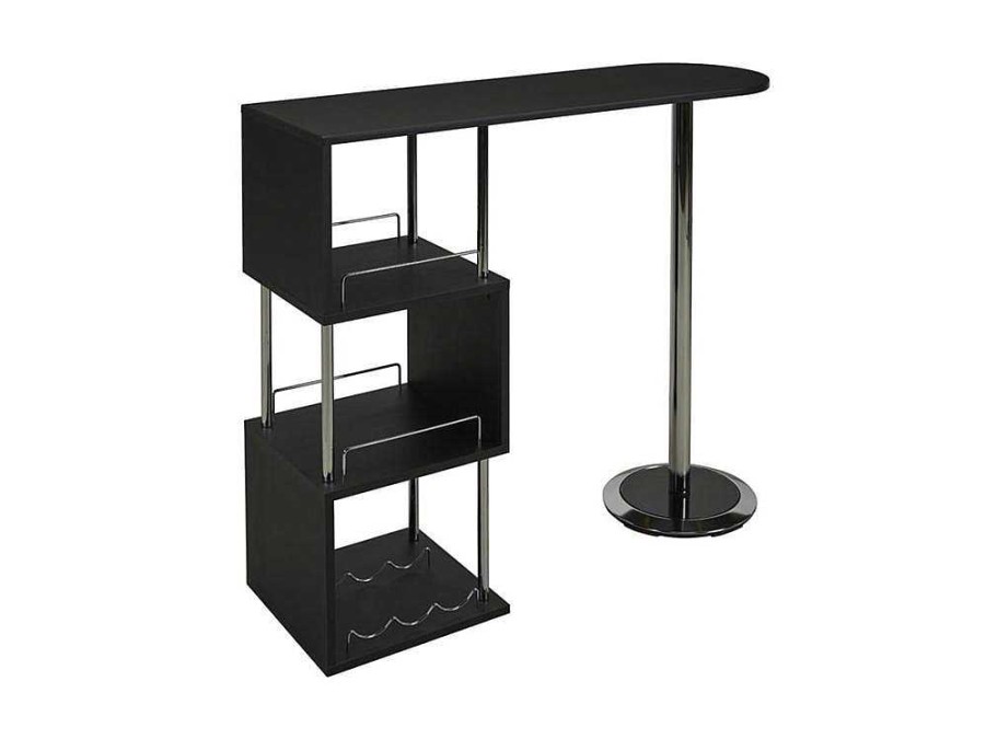 Movel De Bar | Vente-unique Movel Para Bar Aliseto - Mdf E Metal Cromado - Preto