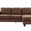 Sofa De 4 Lugares | Vente-unique Sofa De Canto Reversivel Em Microfibra Efeito Pele Envelhecida - Ethan