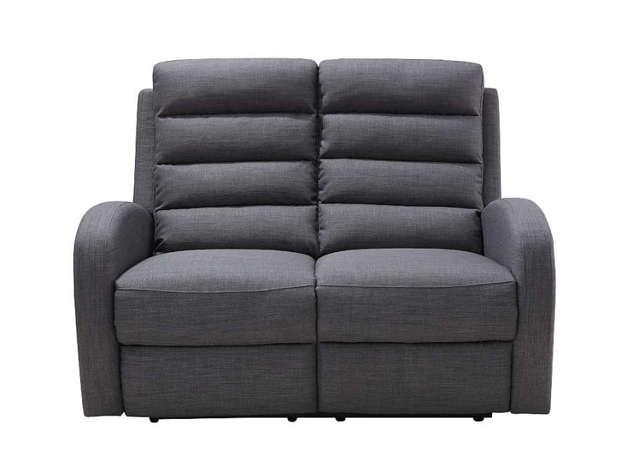 Sofa De Relaxamento Manual | Vente-unique Sofa De 2 Lugares Relax Em Tecido Cinza - Giorgia