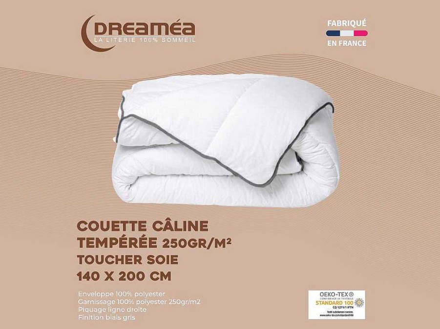 Edredao | DREAMEA Edredao Caline Toque Seda 140 X 200 Cm 250 G/M Branco Vies Cinza - Biesya