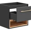 Movel Para Lavatorio | Vente-unique Movel De Casa De Banho Suspenso Cor Antracite De 60 Cm - Yangra