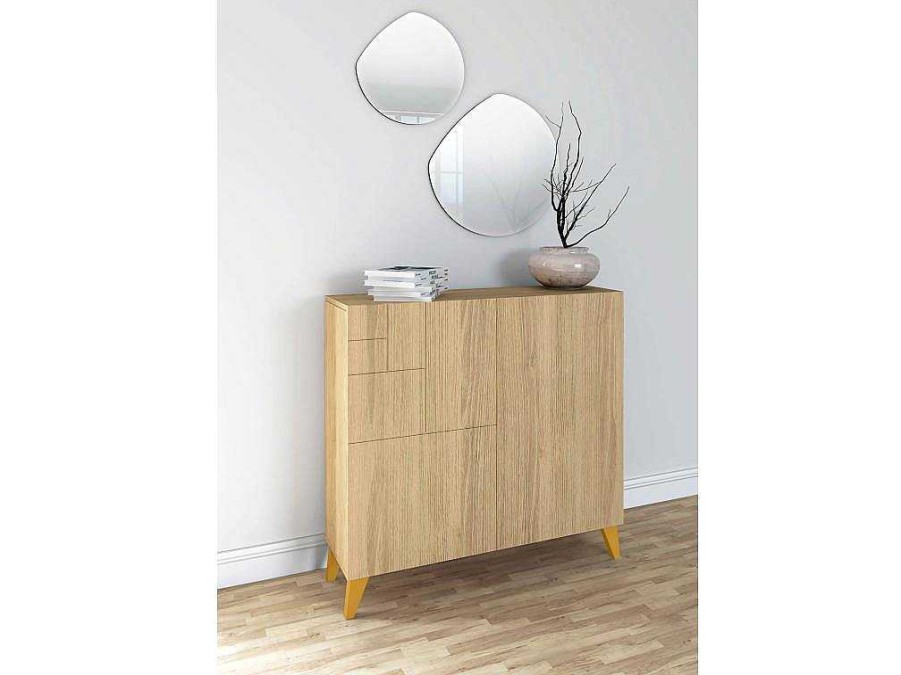 Sapateira | Herdasa Sapateiro/Movel Organizacao - H87Cm X L90Cm X P27Cm Chene Dore Pernas Mostarda Bergen