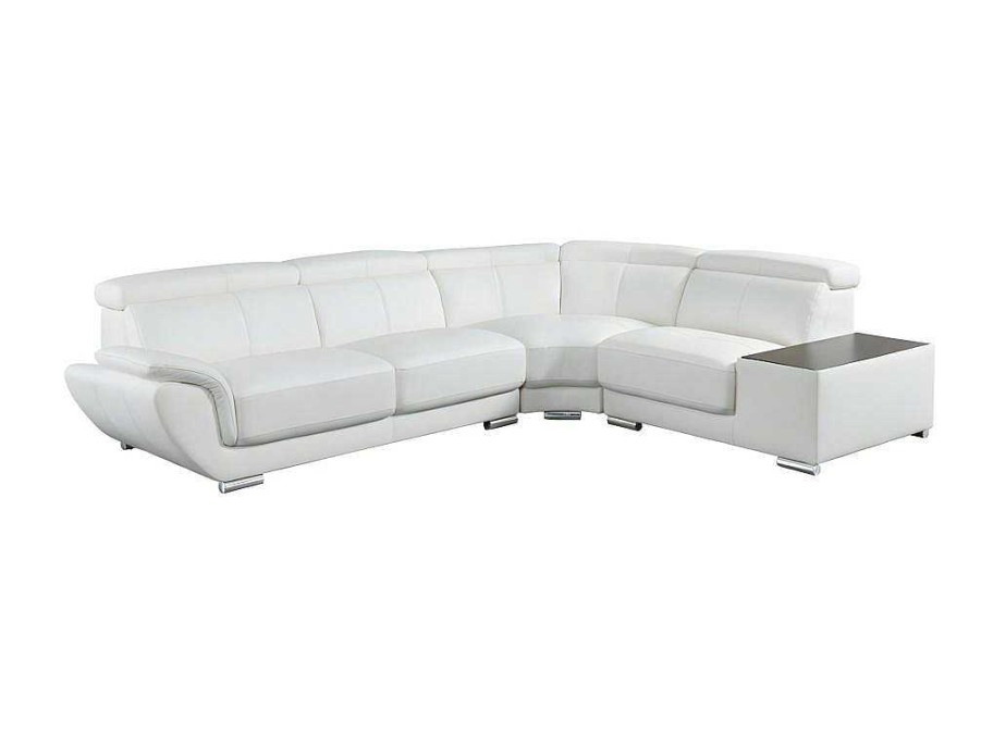 Sofa Em Pele | LINEA SOFA Sofa De Canto De Pele Branco - Canto Direito - Nahia