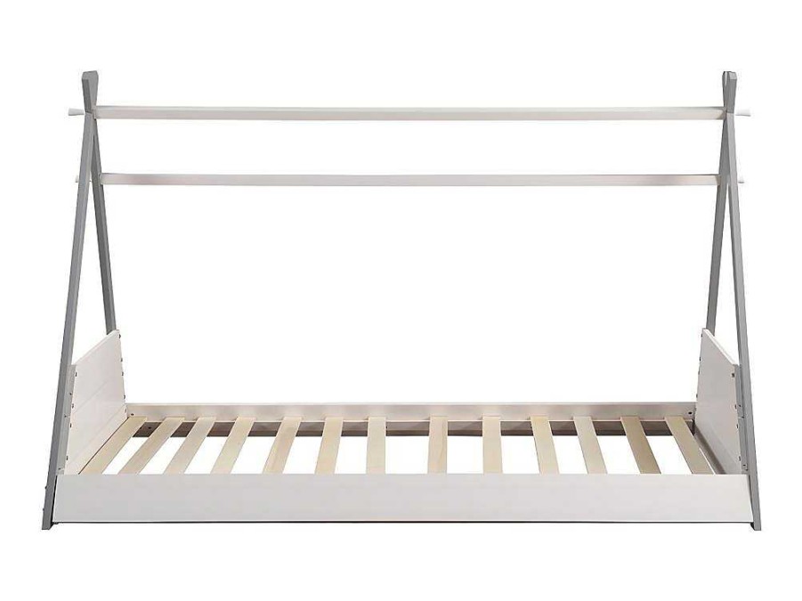 Cama De Crianca | Vente-unique Cama Tenda De 90X190 Cm Em Pinho Cor Branco E Cinza - Sioux