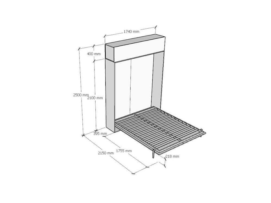 Cama Rebativel | ITAMOBY Cama Retratil 160 Vertical Kentaro Com Armario Suspenso Cinza Branca