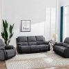 Sofa De Relaxamento Manual | Vente-unique Sofa De 3 Lugares Articulado Em Microfibra E Pele Sintetica Cinzento E Preto - Brody