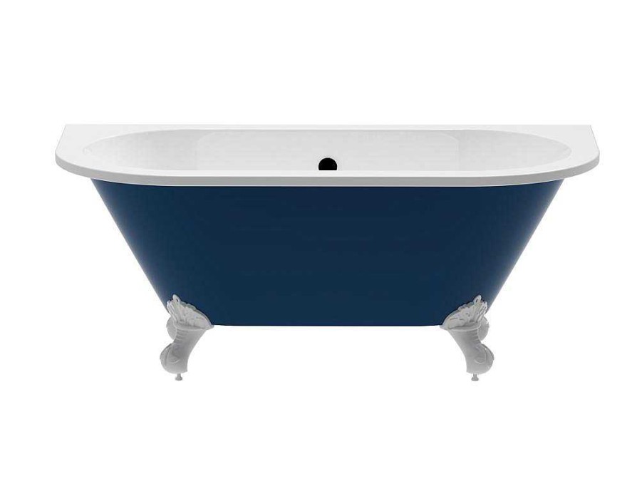 Banheira De Pousar E Encostar | Shower & Design Banheira Semiclassica Retro Com Pes Estilo Pata De Agua, Azul Brilhante, 154 L, 150 X 74 X 61 Cm - Bolisa