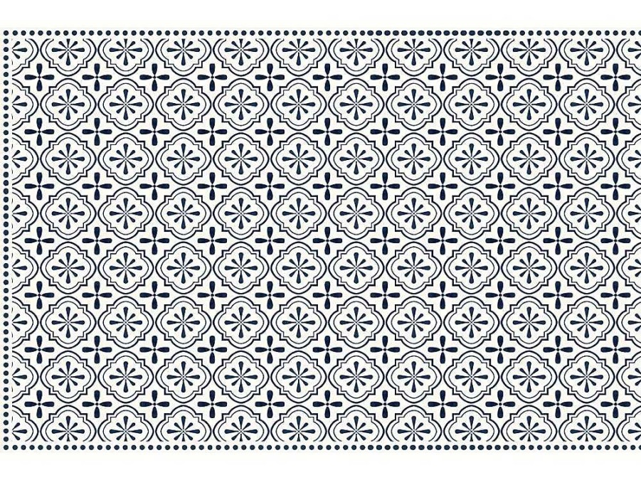 Tapete De Vinil | OZAIA Tapete Em Vinil Efeito Mosaico Hidraulico Terquise - 120X180 Cm - Azul E Branco