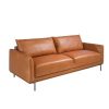 Sofa De 2 Ou 3 Lugares | Angel Cerda Sofa De 3 Assentos Sentados Em Pele De Vaca Castanha De Bufalo 6130