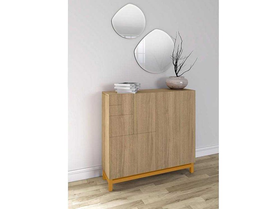 Sapateira | Herdasa Sapateiro/Movel Organizacao - H90Cm X L90Cm X P27Cm Carvalho Dourado Pernas Mostarda - Copenhague