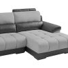 Promocoes Sofas & Poltronas | LINEA SOFA Sofa De Canto Direito Em Tecido E Pele Preta E Cinza - Aragon