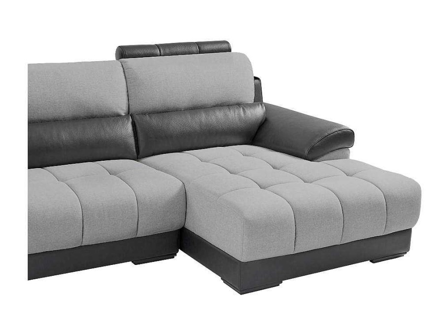 Promocoes Sofas & Poltronas | LINEA SOFA Sofa De Canto Direito Em Tecido E Pele Preta E Cinza - Aragon