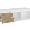 Promocoes Sala | Vente-unique Movel De Tv 1 Porta E 2 Gavetas Com Leds Natural E Lacado A Branco - Dolona