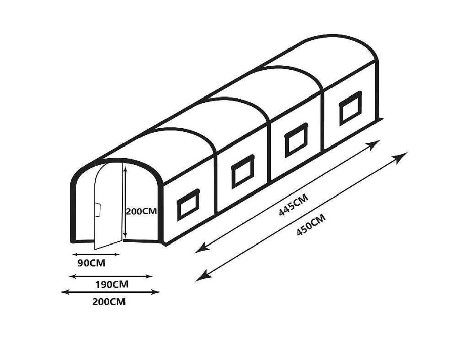 Estufas De Jardim | EXPERTLAND Estufa Tunel Com Estrutura Em Aco Galvanizado E Porta De 9 M , C450 X L200 X A200 Cm - Alocasia