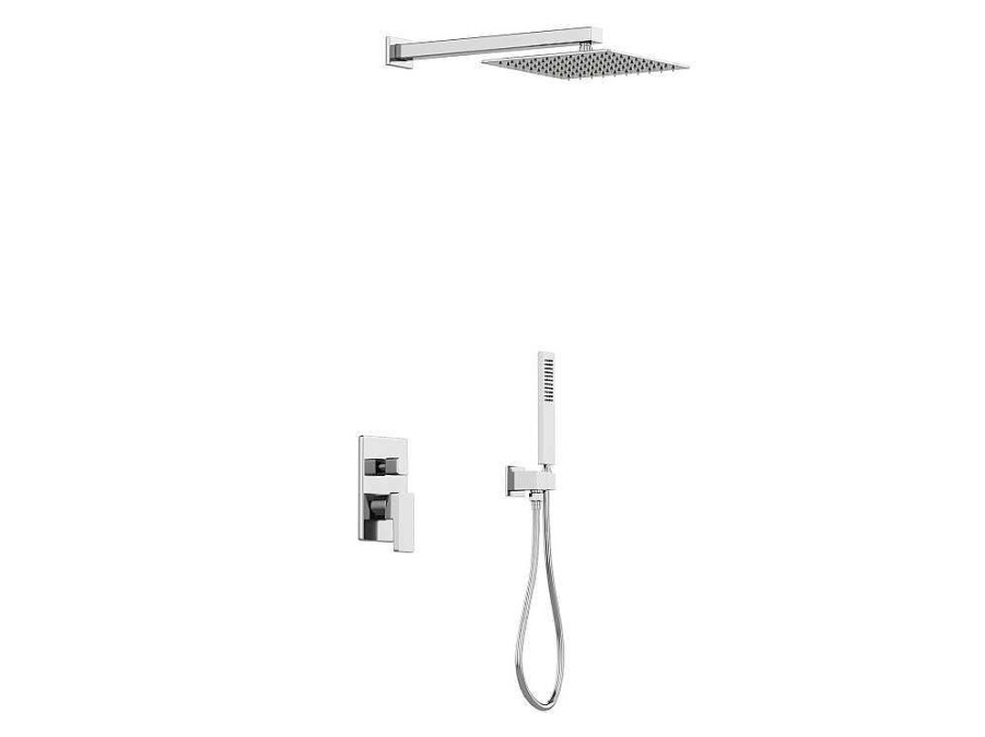 Coluna De Duche | Shower & Design Conjunto De Duche Encastravel Com Torneira Misturadora Mecanica Cor Niquel Escovado - Tocantis