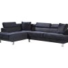 Sofa De Canto | Saldosystocks Sofa De Canto Chaise Longue Executive Preto 262X190Cm Vista Frontal Lado Esquerdo