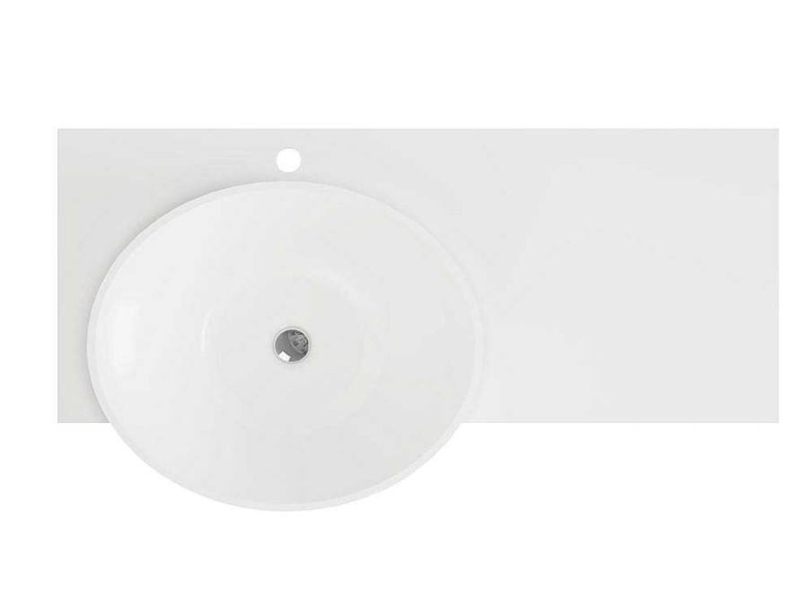 Movel De Parede Para Casa De Banho | Shower & Design Lavatorio Suspenso Em Solid Surface Com Toalheiro Cor Branco De C100 X L54 X A20 Cm - Yumiko