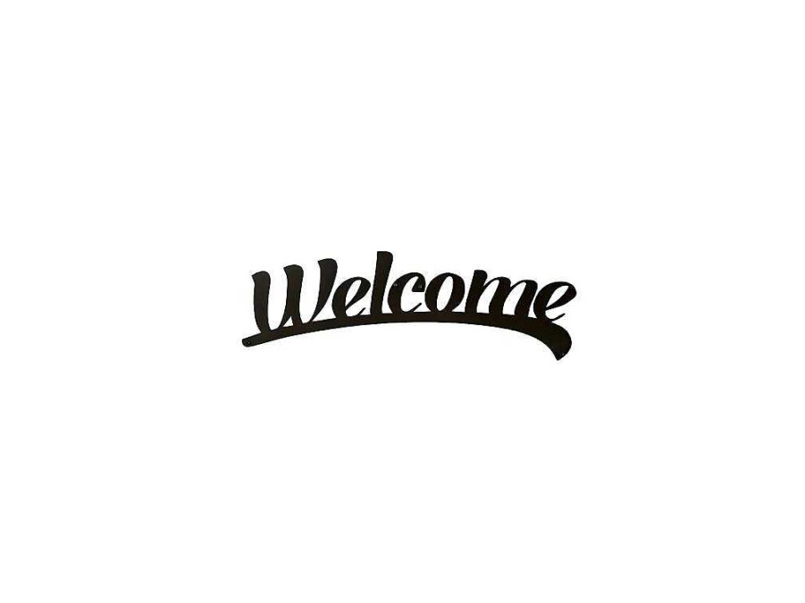 Placa De Parede Decorativa | EPIKASA Decoracao Metalica Welcome 3, Preto, 50X1,5X15 Cm, Epikasa