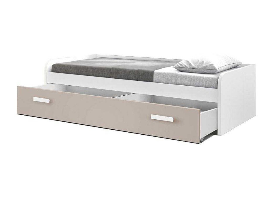 Cama Com Arrumacao | Venprodin Cama Gaveta - 105 Cm 54X190X113Cm - Branco-Cappuccino