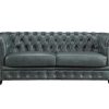 Conjunto Sofa E Poltrona | LINEA SOFA Sofa Chesterfield 3+1 Lugares Brenton 100% Pele De Bufalo Superior Cor Verde-Acinzentado