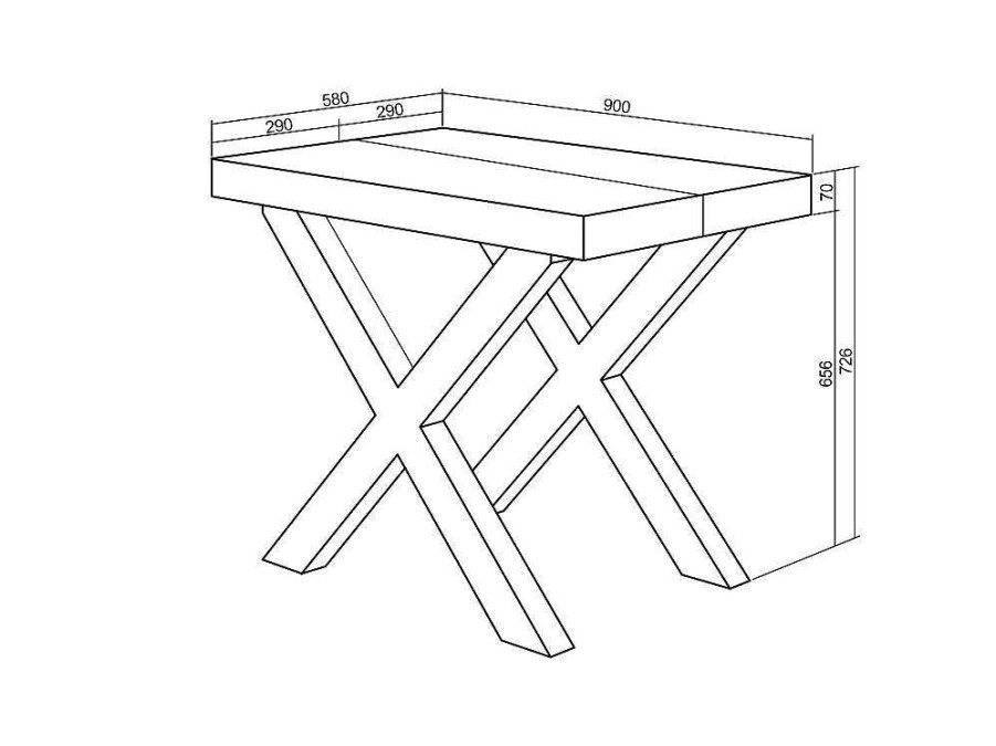 Mesa De Jantar | Skraut Home Mesa Consola Extensivel, 140, Para 6 Pessoas, Pes De Madeira, Carvahlo E Preto