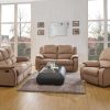 Sofa De Relaxamento Manual | Vente-unique Sofa De 3 Lugares Relax Em Microfibra Preto - Hernani