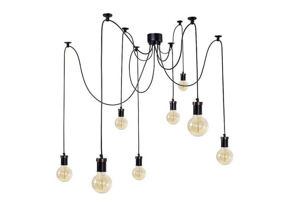 Lustre | TOSEL Suspensao Tosel Krake Tecido Quadrado Cinza D17 X H80 Cm