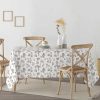 Texteis De Mesa | Purline Nappe Anti-Taches 100% Coton 1 Piece Blanc A Feuilles Grises 250X140