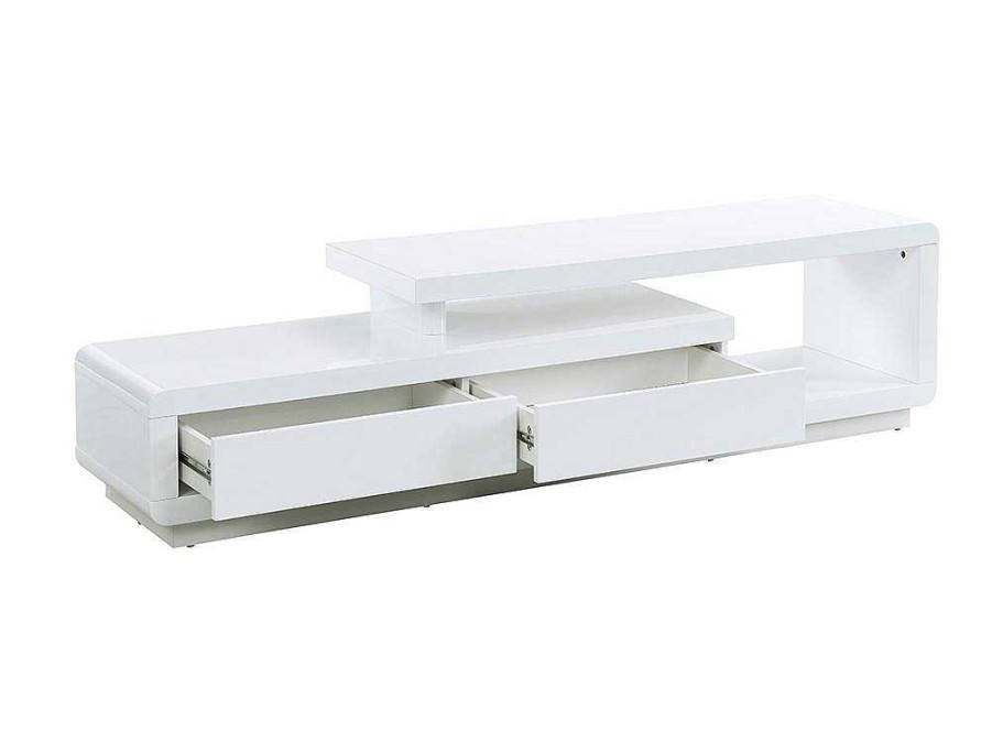 Movel De Tv | Vente-unique Movel Para Tv 2 Gavetas Em Mdf Lacado Branco - Artaban