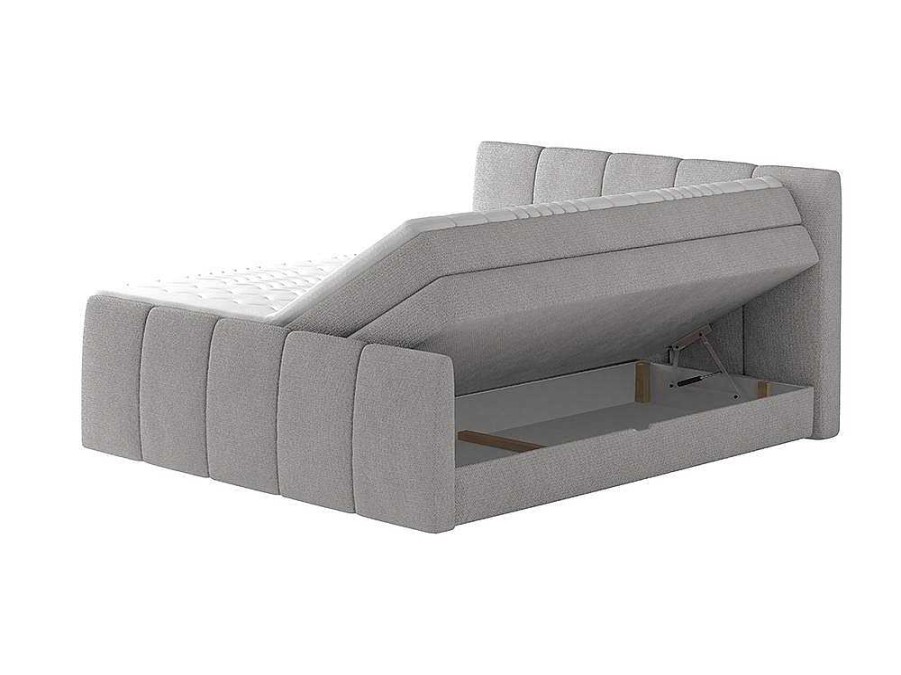 Cama Boxspring, Cama Continental | Palacio Conjunto Boxspring Completo Cabeceira De Cama + Sommiers Com Bau + Colchao + Sobrecolchao Verone - Cinza-Claro - 160X200 Cm