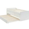 Cama Dupla | Vente-unique Cama Dupla Com 3 Gavetas De 90 X 190 Cm Em Mdf E Pinho Cor Branco - Titouan