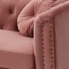 Sofa De 2 Lugares | Vente-unique Sofa De 2 Lugares Em Veludo Cor-De-Rosa Velho - Turner