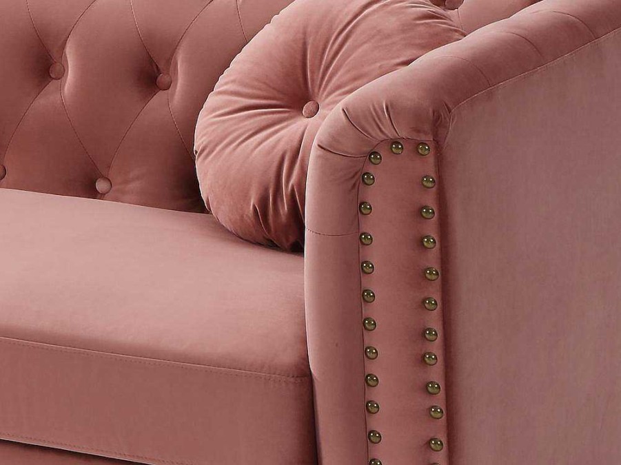 Sofa De 2 Lugares | Vente-unique Sofa De 2 Lugares Em Veludo Cor-De-Rosa Velho - Turner