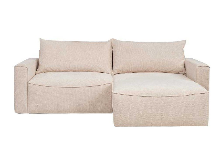 Sofa De 4 Lugares | Vente-unique Sofa De Canto Convertivel E Reversivel Em Tecido Texturado Bege - Asturio