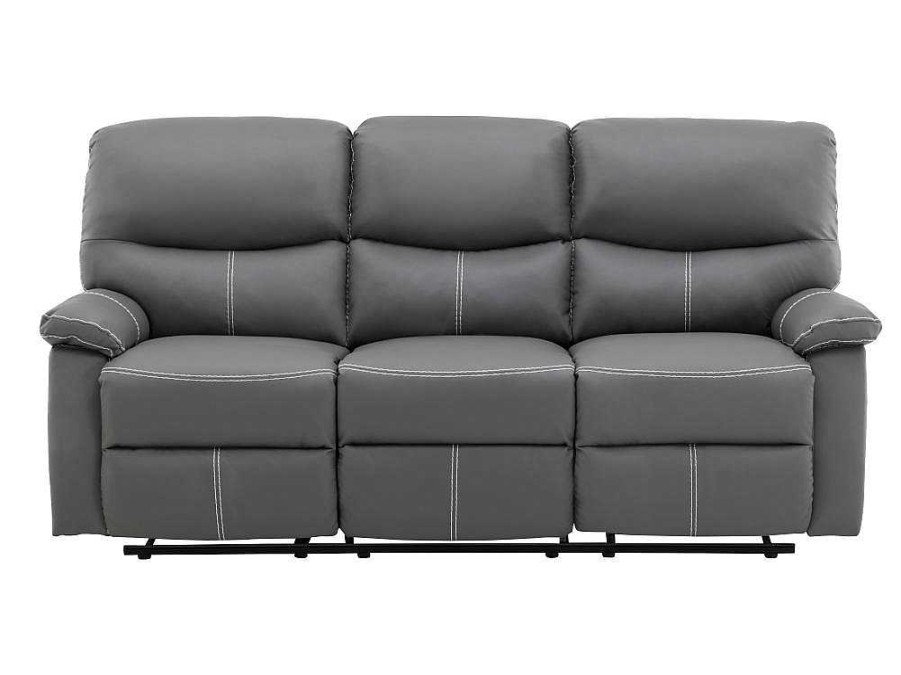 Promocoes Sofas & Poltronas | Vente-unique Sofa De 3 Lugares Articulado Em Pele Sintetica Cinza - Canby