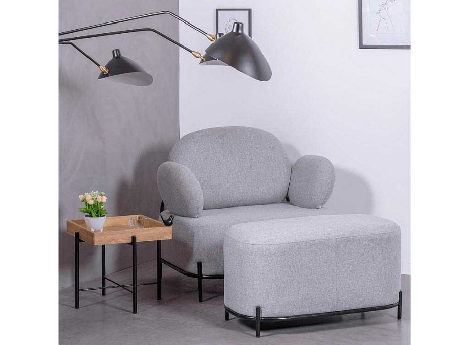 Poltrona Em Tecido | Vente-unique Sofa De 1 Lugar De Design Minimalista Com Bracos - Clair - Cinza